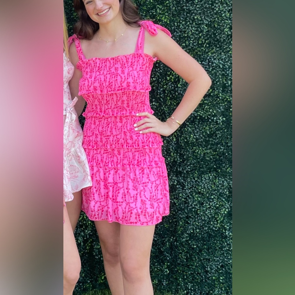 Vibrant Pink Ruffled Mini Dress